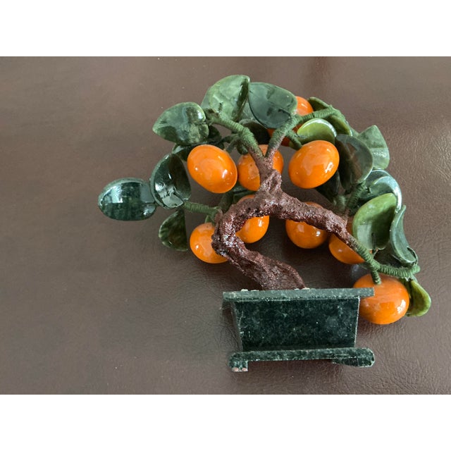 Glass Mid 20th Century Vintage Chinese Bonsai/ Jade Tree With Mandarin Orange Fruit For Sale - Image 7 of 8