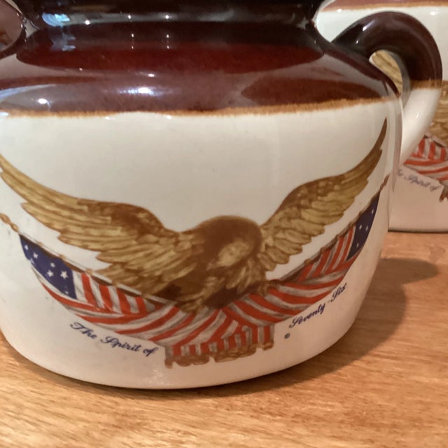 Vintage McCoy Stoneware Pottery Collection Set Bean Pots With Lids and Handles Spirit of 1976- Set of 3 For Sale - Image 11 of 12