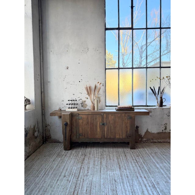 Large Antique Oak Workbench, 1900s For Sale - Image 9 of 18