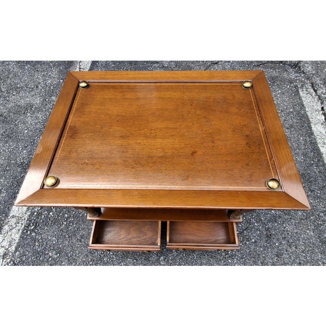 Classical Style Mahogany and Brass Fitted Wheeled Side Table For Sale - Image 13 of 15
