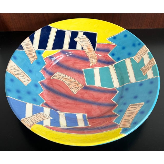 Contemporary Vintage 1980's Postmodern Abstract Colorful Wall Charger For Sale - Image 3 of 7