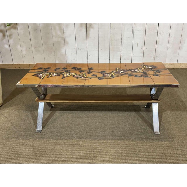 Coffee Table with Tiled Top and Chromed Metal Base, 1970s For Sale - Image 12 of 12