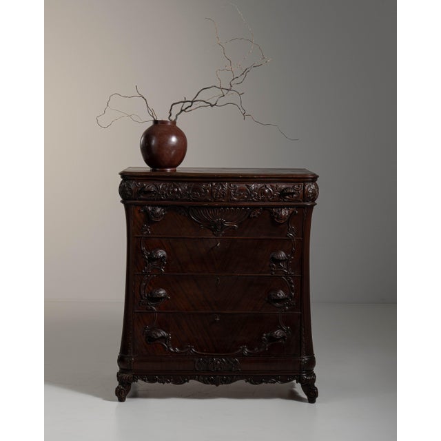 Chocolate 19th Century French Dark Brown Louis XV Ornate Chest of Drawers For Sale - Image 8 of 15