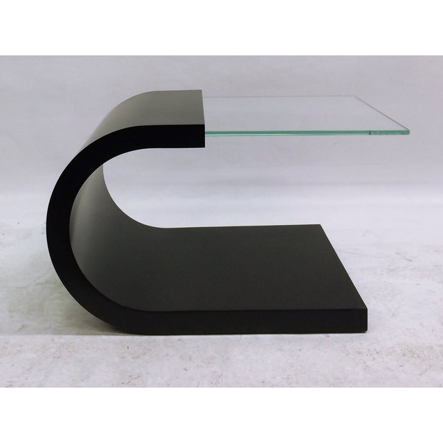 Waterfall Black Lacquer & Glass End Table Chairish