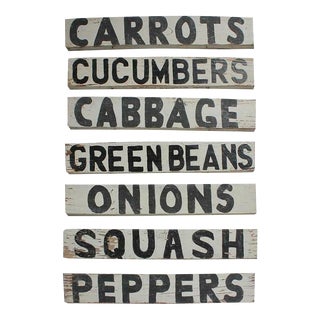 Antique Produce Signs, 1940s - Set of 7 For Sale