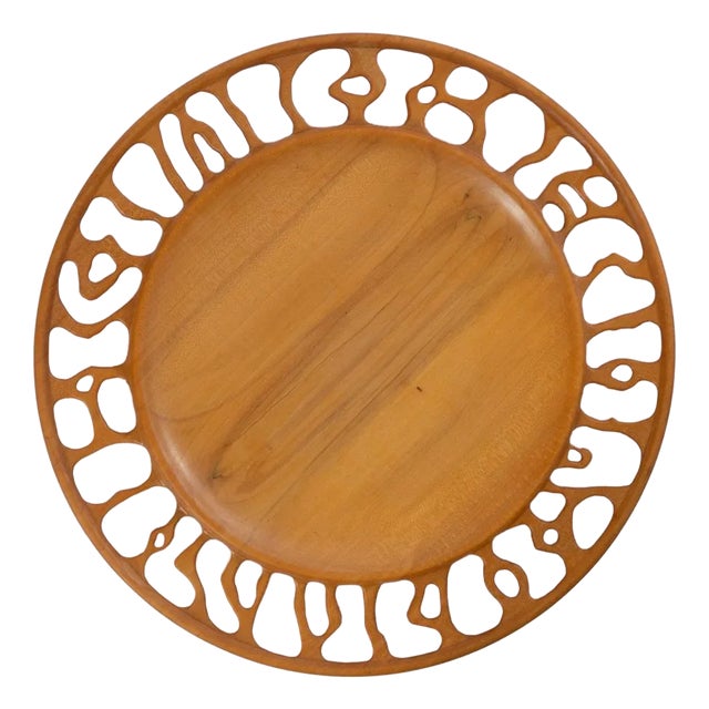 Turned Wood Plate With a Carved Reticulated Edge by J. Lorch 2007 For Sale