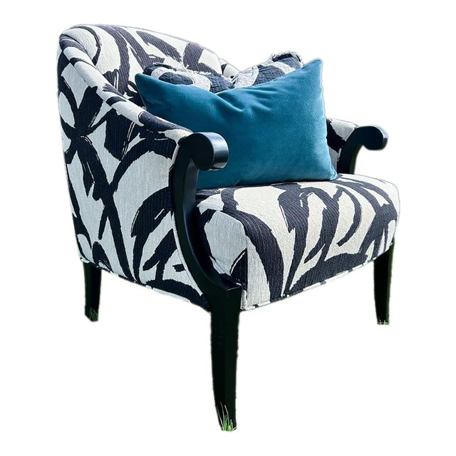1980s Thayer Coggin Modern Graphic Accent Chair For Sale