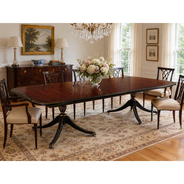 Mid 20th Century Union National Regency-Style Dining Table With Hand-Painted Details and Three Leaves For Sale - Image 14 of 14