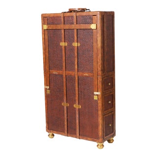 Maitland-Smith Vintage Faux Trunk Convertible Foldout Desk For Sale
