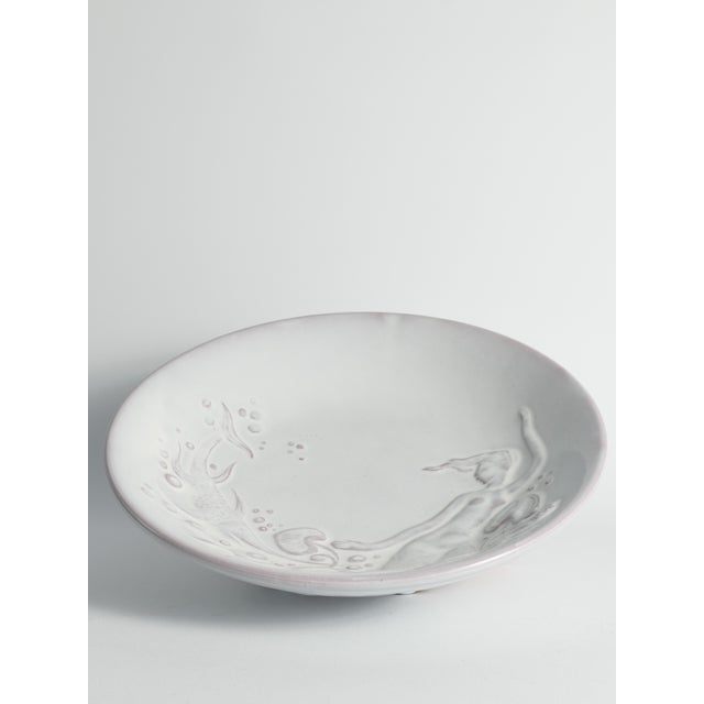 1950s Art Deco White Earthenware Mermaid Bowl by Mari Simmulson for Upsala-Ekeby, 1950s For Sale - Image 5 of 18