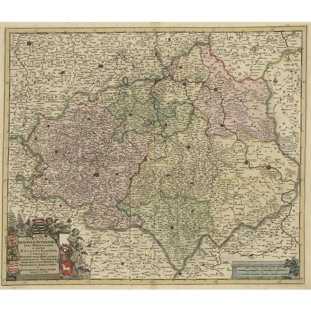 Antique map titled 'Circuli Saxoniae Superior Pars Meridionalis in qua sunt Ducatus Saxoniae, Comitatus Mansfeldiae, et...