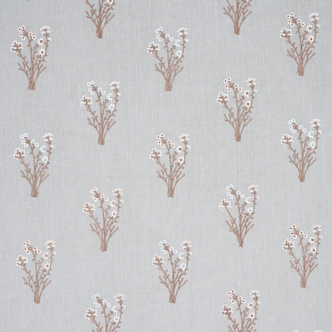 Sample - Schumacher Stora Embroidery Fabric in Mineral | Chairish