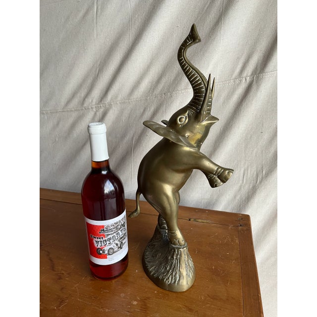 Vintage Mid 20th Century Standing Brass Elephant Figurine or Sculpture For Sale - Image 12 of 13