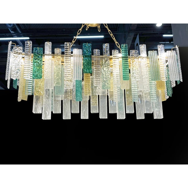 2020s Monumental Italian Rectangular Strip “Listelli” Murano Glass Chandelier by Simoeng For Sale - Image 5 of 14