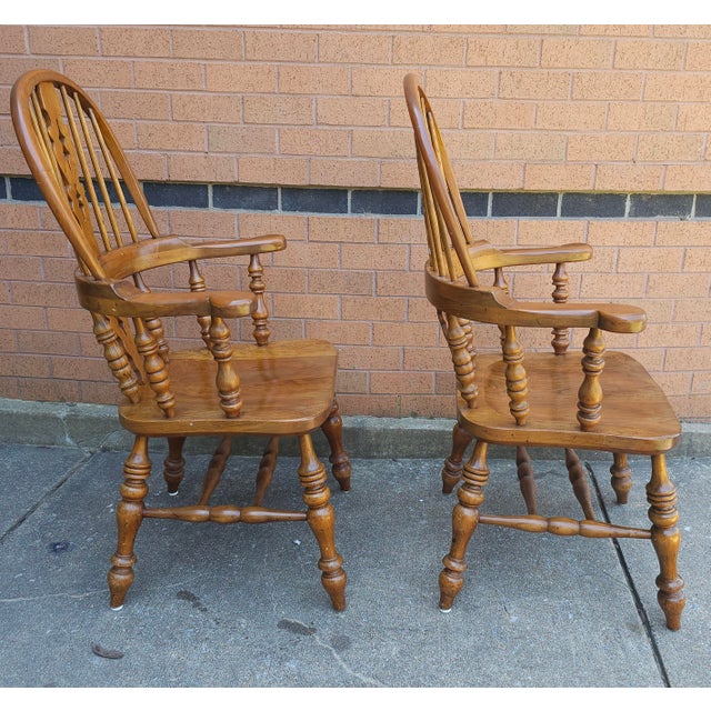 Mid 20th Century Pair Stickley Mid-Century Windsor Style Cherry Armchairs For Sale - Image 5 of 11