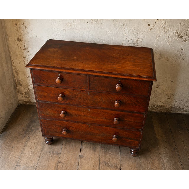 Early Victorian Figured Mahogany Chest of Drawers, 1840s For Sale - Image 11 of 12