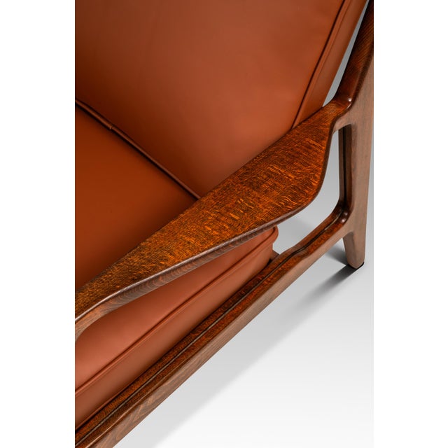 Restored Danish Modern Model 596 Lounge Chair in Beech & Leather Attributed to Lawrence Peabody & Ib Kofod Larsen for Selig, Denmark, C. 1950's For Sale - Image 13 of 18