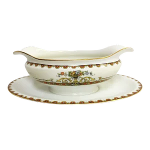 Circa 1960s Vintage Noritake 'Superba' Pattern Gravy Boat With Attached Underplate