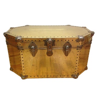 Large Brass Trunk with Nailhead Trim For Sale