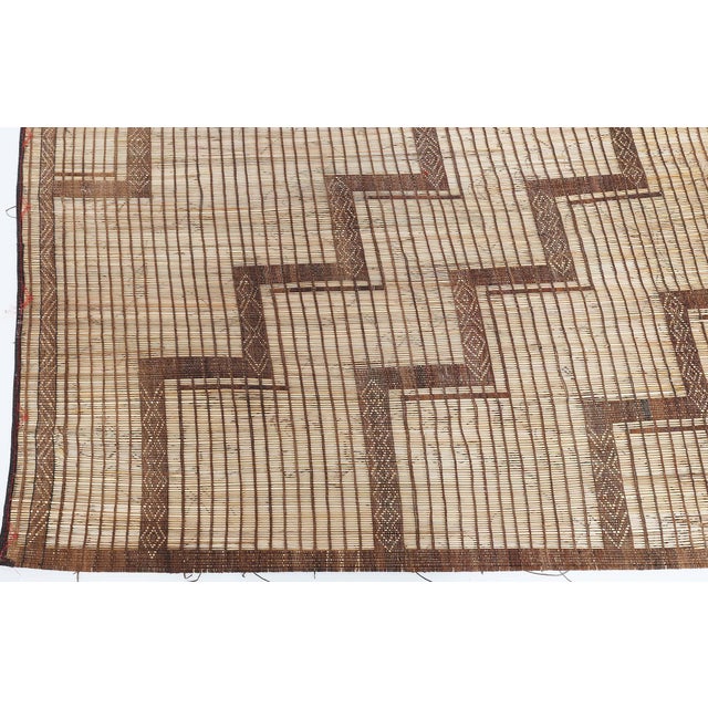Tribal Doris Leslie Blau Vintage Moroccan Tan With Brown Rug Reed And Leather Tuareg For Sale - Image 3 of 7