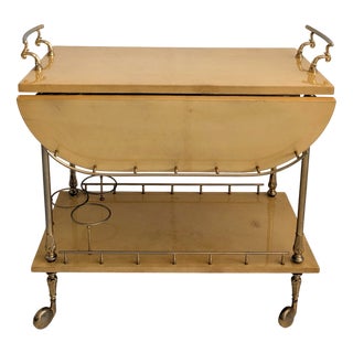 Mid-Century Italian Lacquered Parchment Drop Leaf Drinks Trolley by Aldo Tura, 1960s For Sale