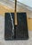 Original retail $640, stylish Currey & Company modern Black Marble Neil Drinks Table, antique brass stem, frosted glass...