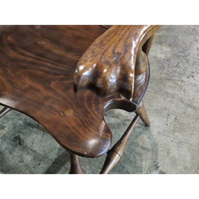 Mid 20th Century Pair of d.r. Dimes Sack Back Windsor Arm Chairs Carved Knuckles "Wallace Nutting Chair" For Sale - Image 9 of 10