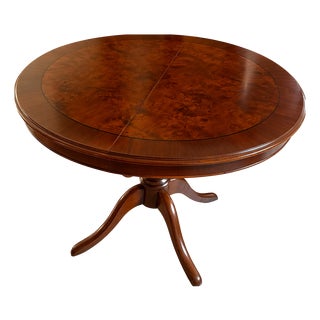 Vintage Extendable Round Dining Table in Burl Walnut Veneer, 1930 For Sale