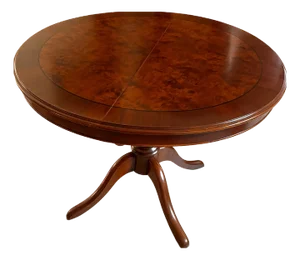 Vintage Extendable Round Dining Table in Burl Walnut Veneer, 1930