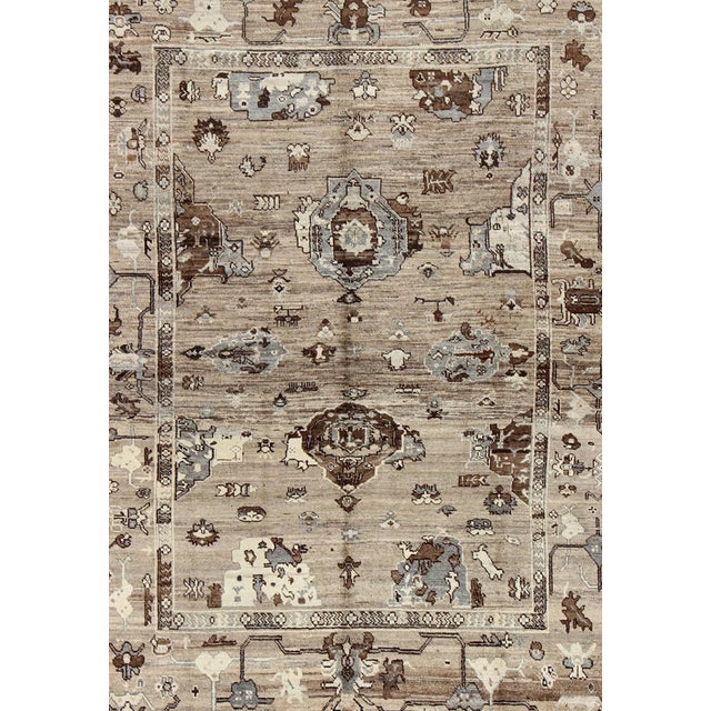 Rustic Turkish Oushak Rug in Natural Wool Color by Keivan Woven Arts 8'11 X 11'10 For Sale - Image 3 of 13