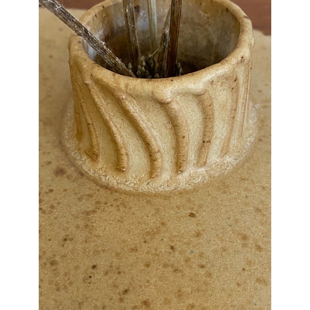 1980s Signed Ikebana Japonisme Pottery Display For Sale - Image 5 of 12