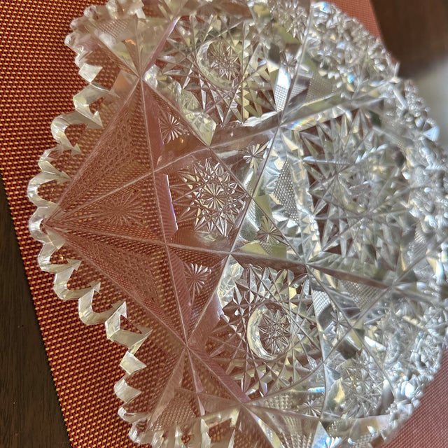 Glass Early 20th Century American Brilliant Period Lead Crystal Cut Glass Bowl For Sale - Image 7 of 11