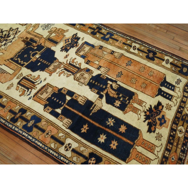 Folk Art Vintage Zabihi Collection Persian Pictorial Balouch Gallery Rug - 4'8" x 11'1" For Sale - Image 3 of 11