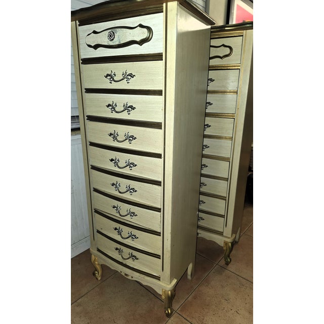 Wood Vintage French Provincial Lingerie Chests - A Matching Pair For Sale - Image 7 of 8