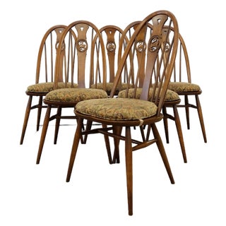 Set of 6 Vintage Mid Century Modern Dining Chairs by Ercol For Sale