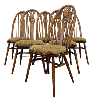 Set of 6 Vintage Mid Century Modern Dining Chairs by Ercol
