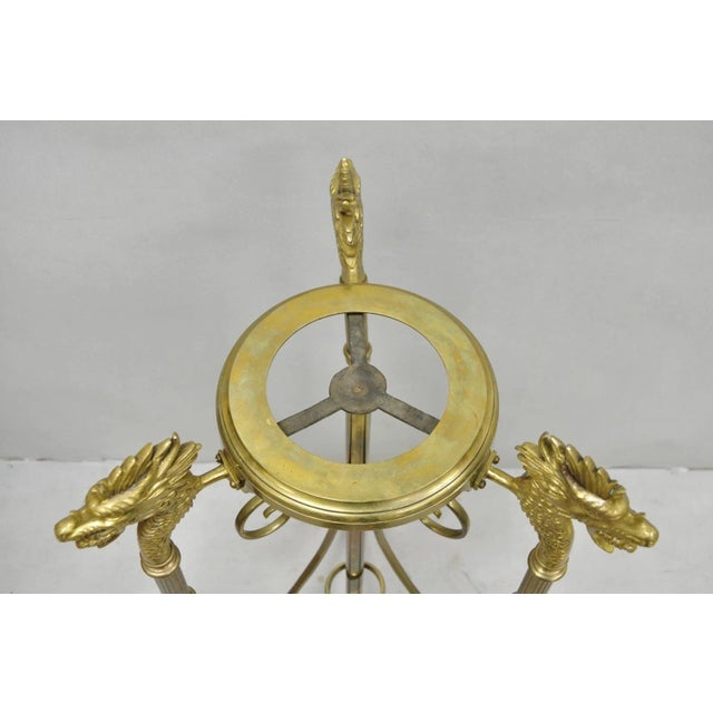 Antique Italian Renaissance Brass Figural Dragon Head Pedestal Table Plant Stand For Sale - Image 12 of 15