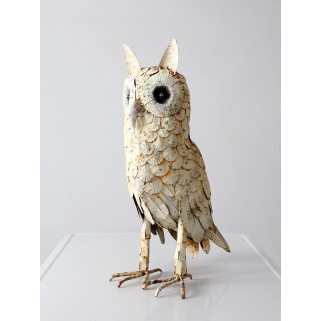 Mid-Century Brutalist Metal Owl Sculpture For Sale - Image 4 of 15