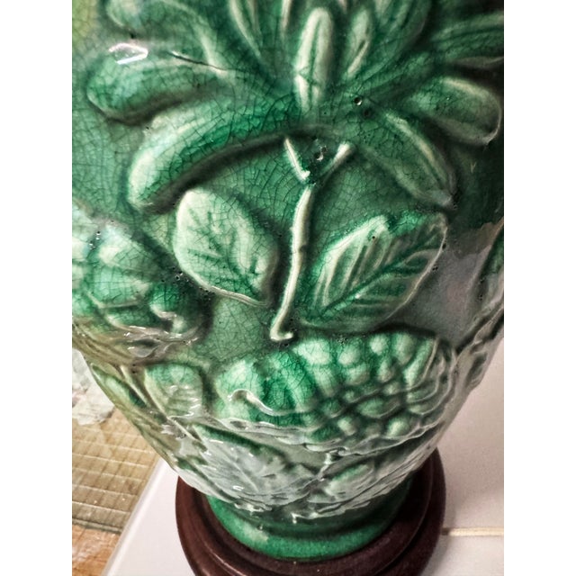 Japanese Antique Awaji Pottery Vase Lamp For Sale - Image 3 of 10