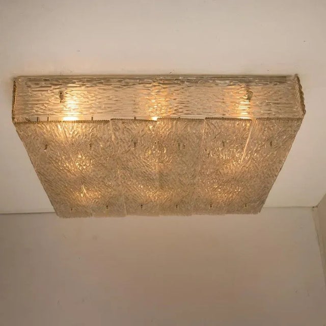 Large Textured Glass Square Flush Mount from Kalmar, Austria, 1960s For Sale - Image 15 of 18