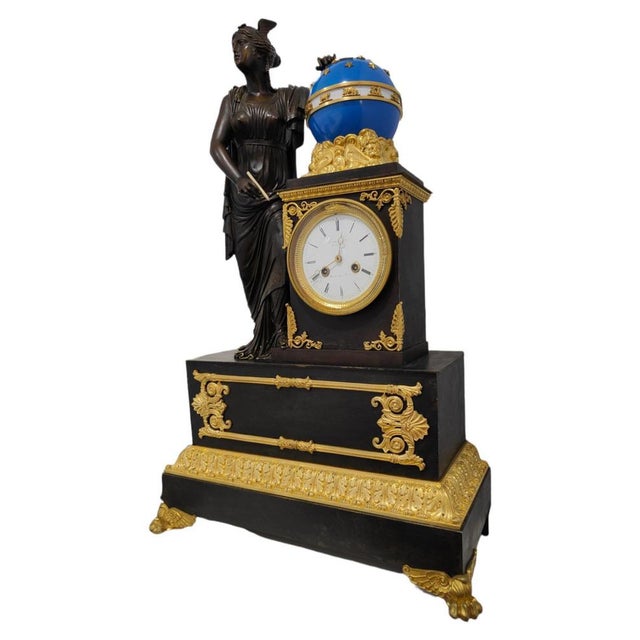 Empire Mantel Clock attributed to H. Robert-Horloger De La Reine, Paris, 1820 For Sale - Image 9 of 14