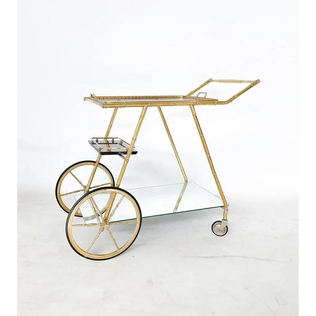 Mid-Century Modern Brass and Glass Trolley, Italy, 1950s.