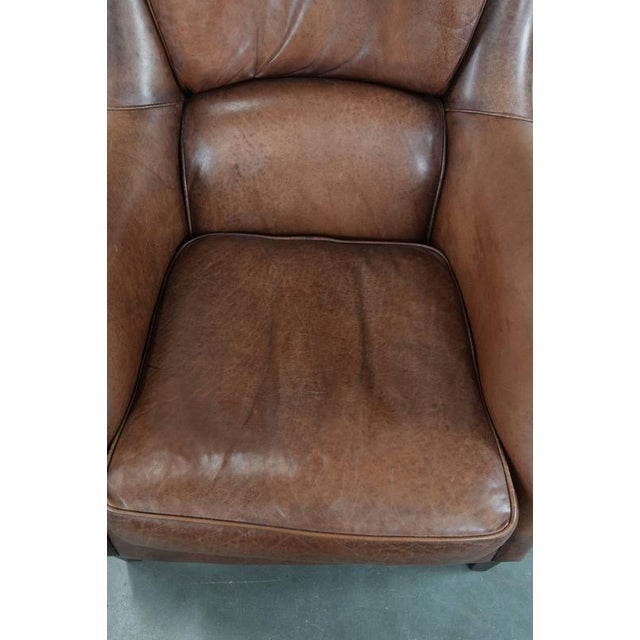 Cognac Brown Cowhide Armchair For Sale - Image 6 of 15