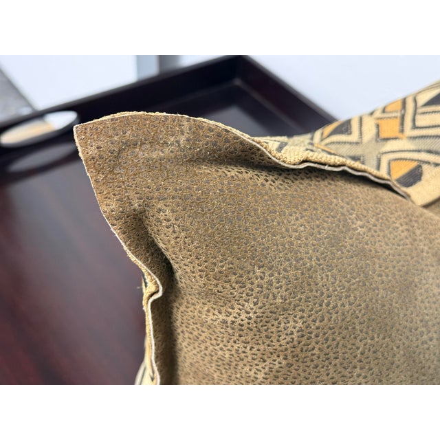 Kuba Cloth Geometric Decorative Pillow. For Sale - Image 10 of 12