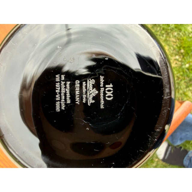 Mid-Century Modern Rosenthal Studio Linie Black Art Glass Vase White Optic Swirl Germany For Sale - Image 3 of 5