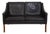 Model 2208 2-Seater Sofa in Black Leather by Børge Mogensen, 1990s For Sale
