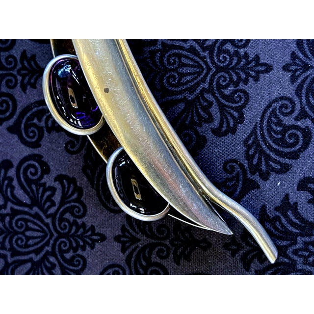 Amethyst Mexican Sterling Silver Brooch Antonio Pineda For Sale - Image 8 of 8