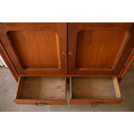 Antique 20th Century American Oak Kitchen Cupboard & Glass Display Hutch For Sale - Image 15 of 18