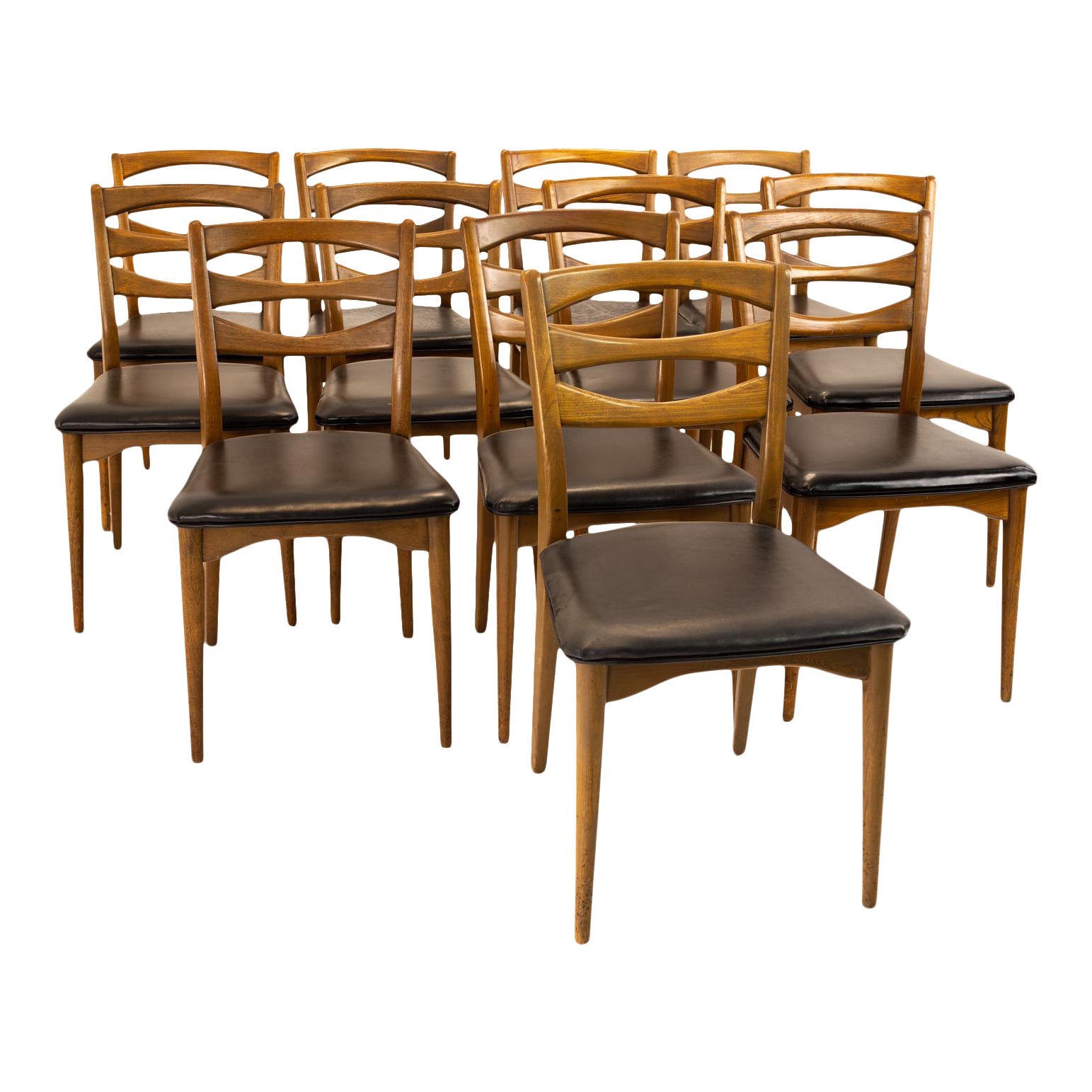 Lawrence Peabody For Nemschoff Model 300 Mid Century Walnut Dining Chairs Set Of 12 Chairish