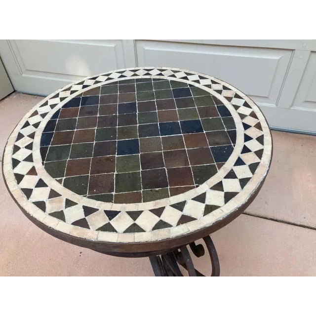 Metal Moroccan Mosaic Tile Side Table For Sale - Image 7 of 12